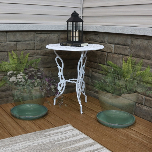 Sunnydaze 12 in Glazed Ceramic Flower Pot/Plant Saucer - Seafoam - Set of 4