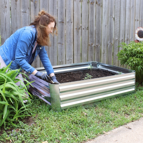 Sunnydaze Galvanized Steel Rectangle Raised Garden Bed - 47 in - Silver