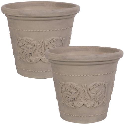 SUNNYDAZE DECOR  Sunnydaze 19.5 In Arabella Polyresin Outdoor Planter - - Set Of 2 In Beige Just looking at them, I love them!