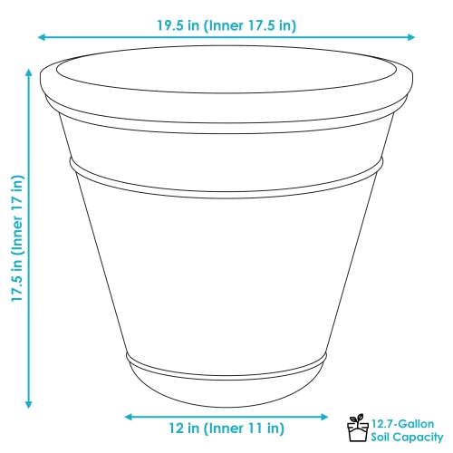Sunnydaze 19.5 in Arabella Polyresin Outdoor Planter - Sable