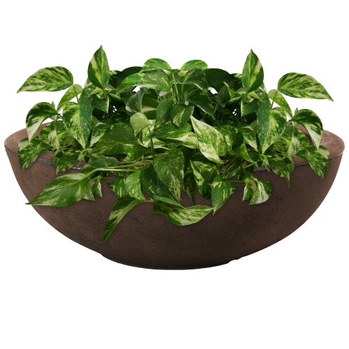 Sunnydaze 20.75 in Percival Round Polyresin Outdoor Planter - Sable