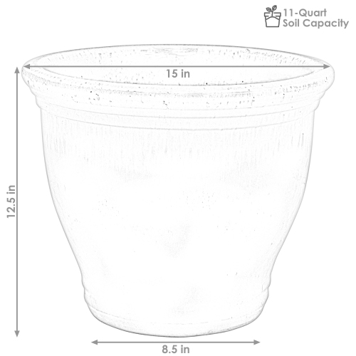 Sunnydaze 15 in Studio High-Fired Glaze Ceramic Planter - Forest Lake Green