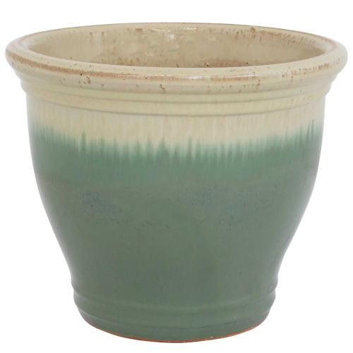 SUNNYDAZE DECOR  Sunnydaze 15 In Studio High-Fired Glazed Ceramic Planter - Seafoam 