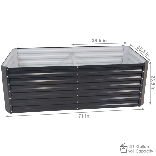 Sunnydaze Galvalume Steel Rectangle Raised Garden Bed - Dark Gray - 71 in