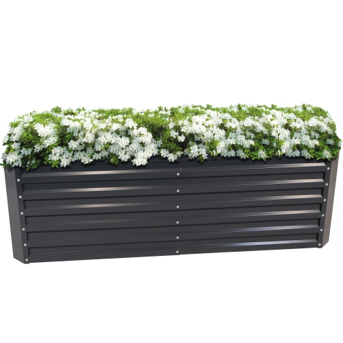 Sunnydaze Galvalume Steel Rectangle Raised Garden Bed - Dark Gray - 71 in
