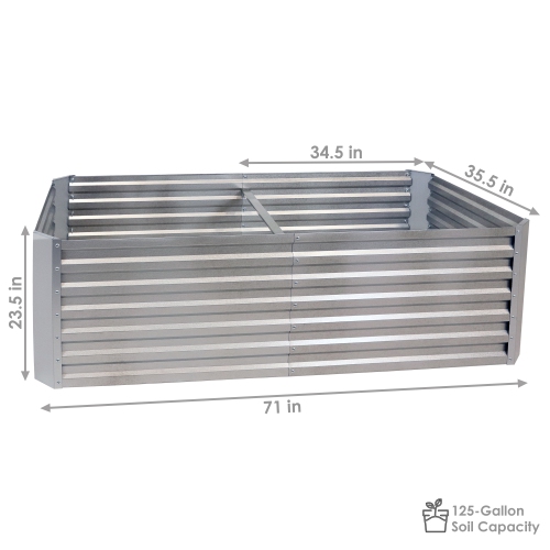 Sunnydaze Galvalume Steel Rectangle Raised Garden Bed - Silver - 71 in