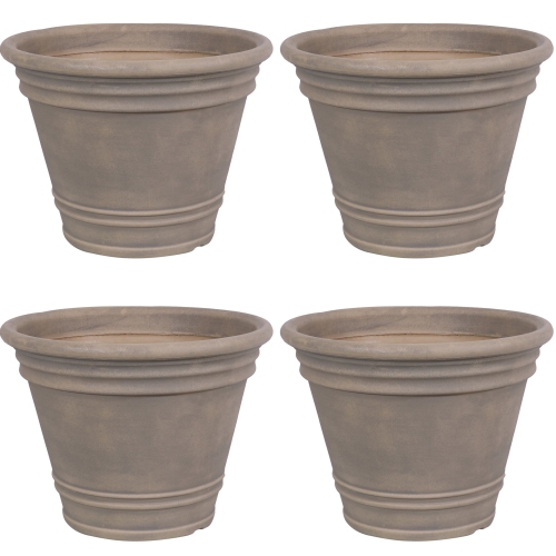 SUNNYDAZE DECOR  Sunnydaze 20 In Franklin Dual-Wall Polyresin Planter - - Set Of 4 In Beige Looks great!