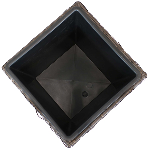 Sunnydaze 24 in Polyrattan Tall Square Planter - Brown - Set of 2