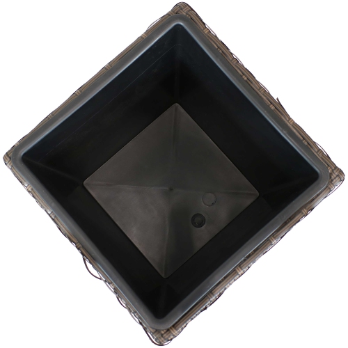 Sunnydaze 20 in Polyrattan Tall Square Planter - Brown - Set of 2