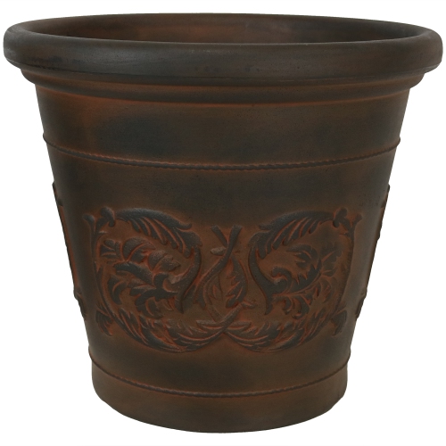 SUNNYDAZE DECOR  Sunnydaze 16 In Arabella Polyresin Planter With Uv-Resistance - Rust I love the double wall construction