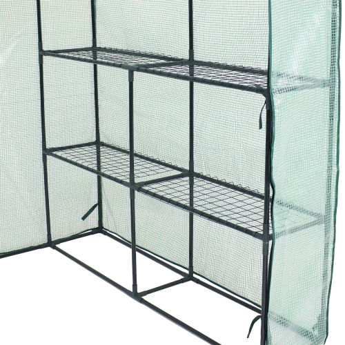 Sunnydaze Large Steel PE Cover Walk-In Greenhouse with 4 Shelves - Green