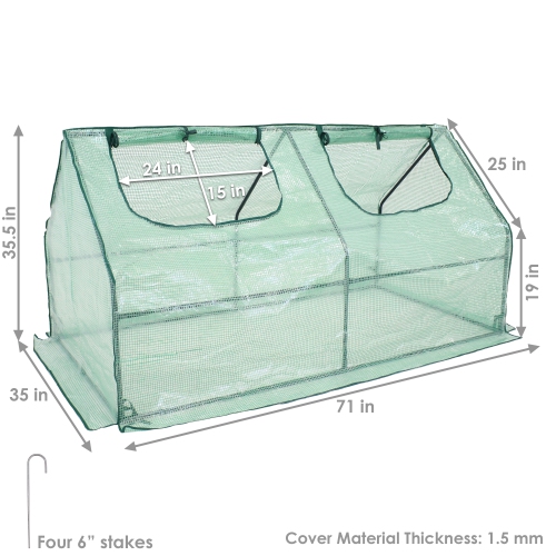 Sunnydaze Steel PVC Cover Mini Cloche Greenhouse with Zipper - Green