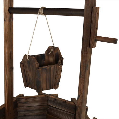 Sunnydaze 45 in 2-Tier Wooden Fir Wishing Well Hanging Garden Planter
