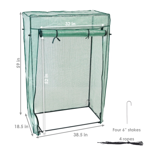 Sunnydaze Large Iron Polyethylene Cover Portable Plant Greenhouse - Green