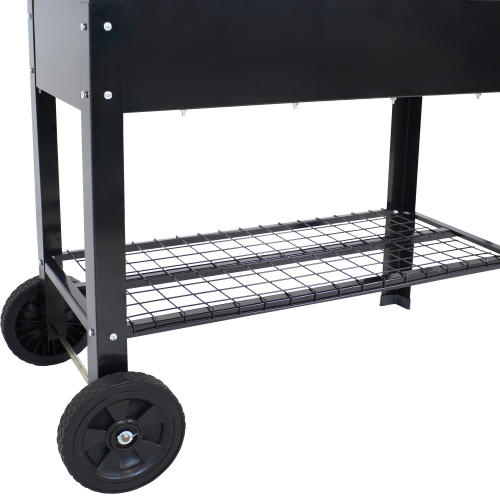 Sunnydaze 43 in Galvanized Steel Mobile Raised Garden Bed Cart - Black
