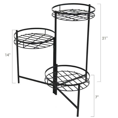 Sunnydaze Black Iron Indoor/Outdoor 3-Tier Plant Stand - 22 in - Set of 2