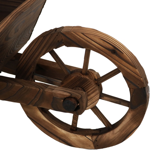 Sunnydaze Natural Wooden Fir Decorative Wheelbarrow Garden Planter