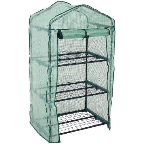 SUNNYDAZE DECOR  Sunnydaze Steel Pvc Cover Mini House With 3 Shelves/zipper - In Green