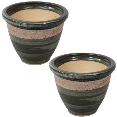 SUNNYDAZE DECOR  Sunnydaze Purlieu Ceramic Planter - 12" - Tempest - Set Of 2 Love these planters!
