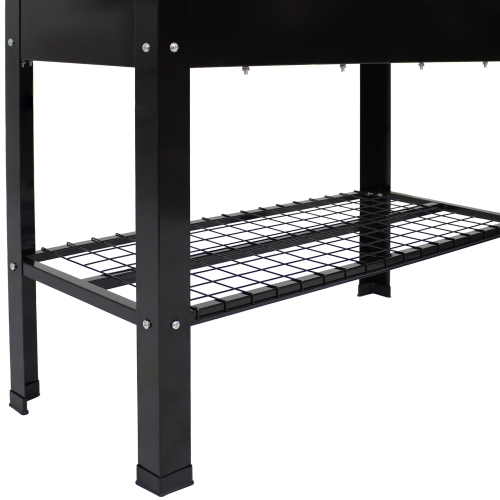Sunnydaze Galvanized Steel Raised Bed with Mesh Shelf - Black - Set of 2