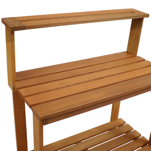 Sunnydaze Meranti Wooden Outdoor Potting Bench with Teak Oil Finish - 42 in