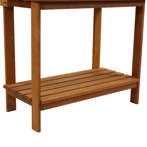 Sunnydaze Meranti Wooden Outdoor Potting Bench with Teak Oil Finish - 42 in