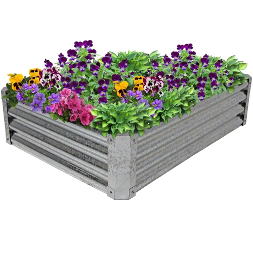 Sunnydaze Galvanized Steel Rectangle Raised Garden Bed - Gray - 48 in