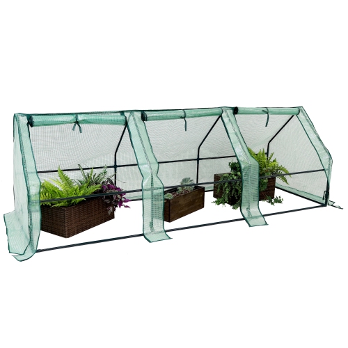 Sunnydaze Steel Plastic Cover Seed Cloche Zippered Mini Greenhouse - Green