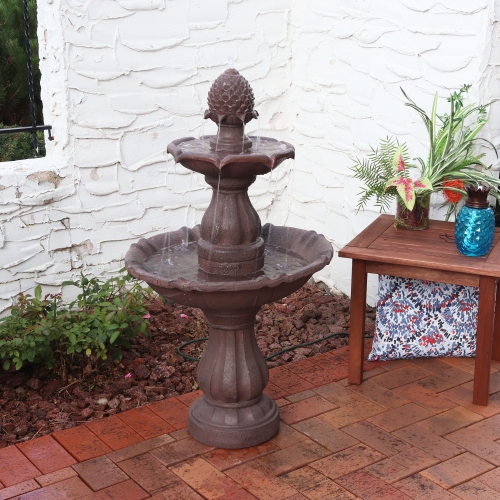 Sunnydaze Curved Plinth Polyresin Outdoor 2-Tier Water Fountain