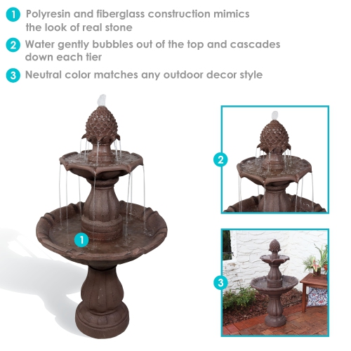 Sunnydaze Curved Plinth Polyresin Outdoor 2-Tier Water Fountain