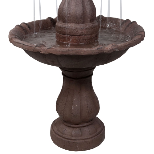 Sunnydaze Curved Plinth Polyresin Outdoor 2-Tier Water Fountain