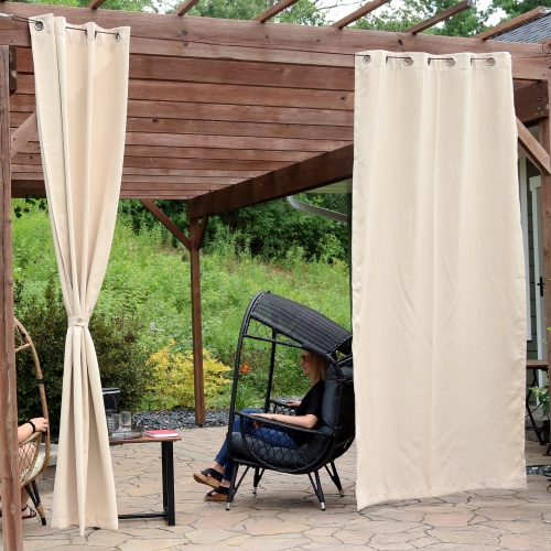 Sunnydaze Room Darkening Curtain Panel - Beige - 52 in x 108 in - Set of 2