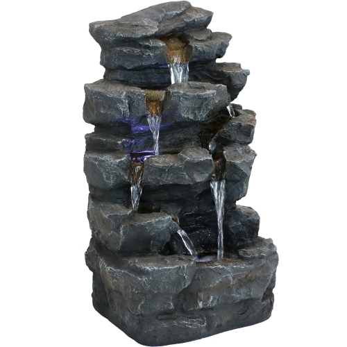 SUNNYDAZE DECOR  Sunnydaze Polyresin Grotto Falls Water Fountain With Led Lights - 24 In