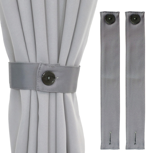 Sunnydaze Indoor/Outdoor Polyester Curtain Tiebacks - Gray - Set of 2