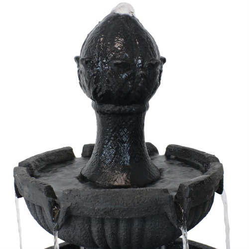 Sunnydaze Flower Blossom Resin Outdoor 3-Tier Fountain - Black