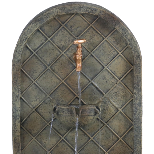Sunnydaze Messina Polystone Outdoor Solar Wall Fountain - Florentine Stone