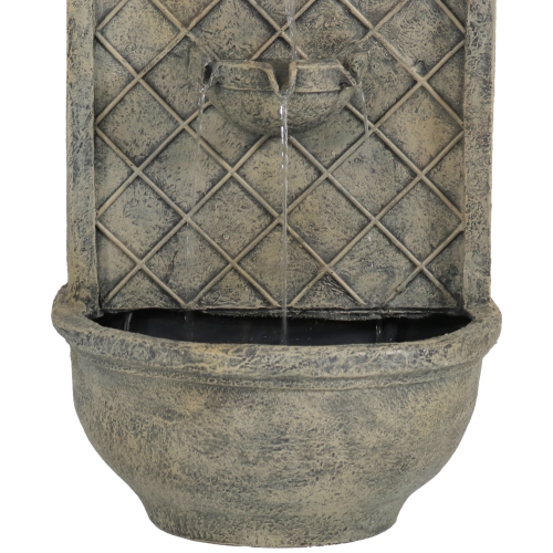 Sunnydaze Messina Polystone Outdoor Solar Wall Fountain - French Limestone