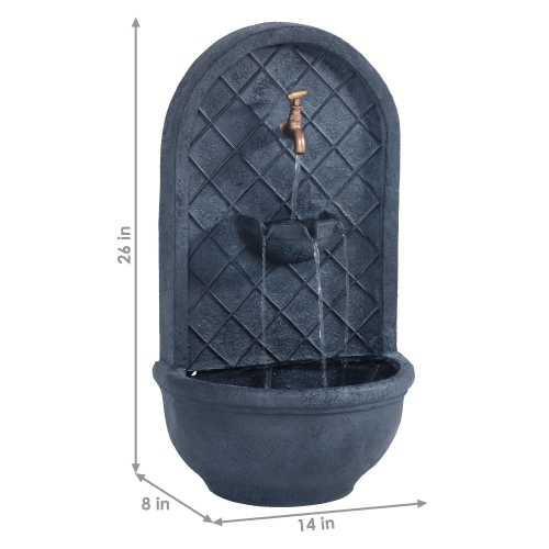 Sunnydaze Messina Polystone Outdoor Solar Wall Fountain - Lead