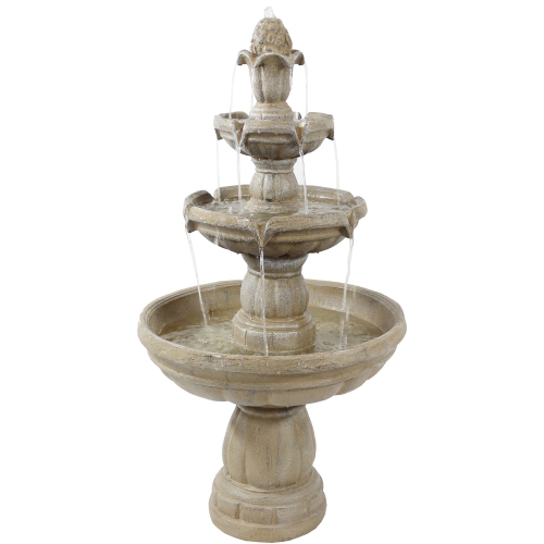 Sunnydaze Fiberglass Outdoor 3-Tier Water Fountain
