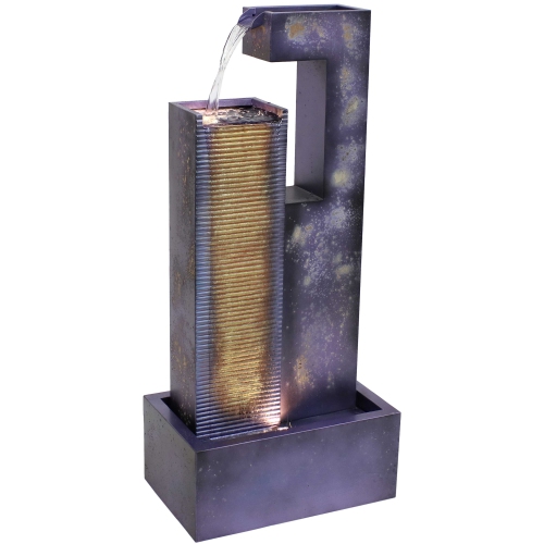 SUNNYDAZE DECOR  Sunnydaze Cascading Tower Metal Water Fountain With Led Lights - 32 In