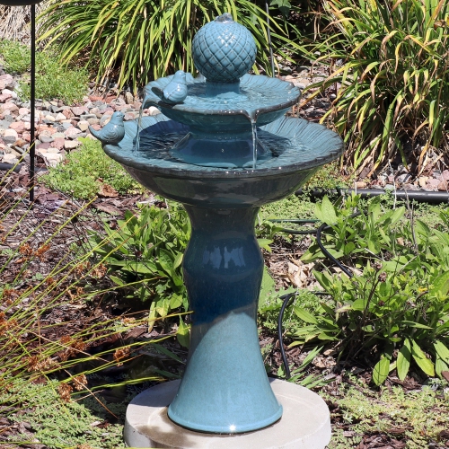 Sunnydaze Resting Birds Ceramic Outdoor 2-Tier Water Fountain