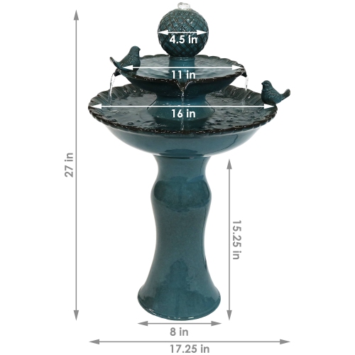 Sunnydaze Resting Birds Ceramic Outdoor 2-Tier Water Fountain