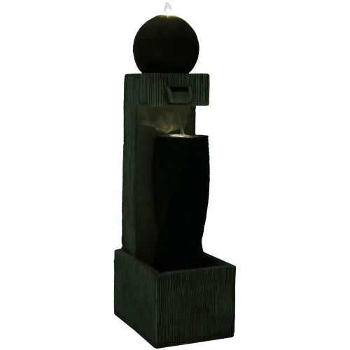 Sunnydaze Modern Artistry Outdoor Water Fountain with LED Lights - 35 in