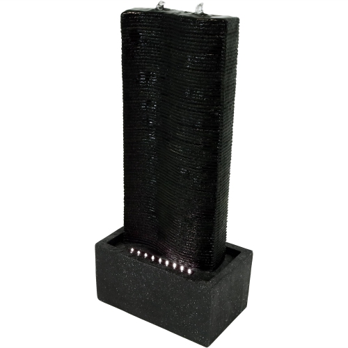 SUNNYDAZE DECOR  Sunnydaze Rippling Tower Outdoor Water Fountain With Led Lights - 31 In