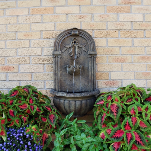 Sunnydaze Florence Polystone Outdoor Wall Fountain - Florentine Stone