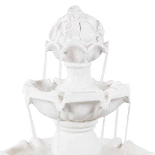 Sunnydaze – Fontaine d’eau extérieure à 3 étages avec dessus à fruits - Blanc - 52 po