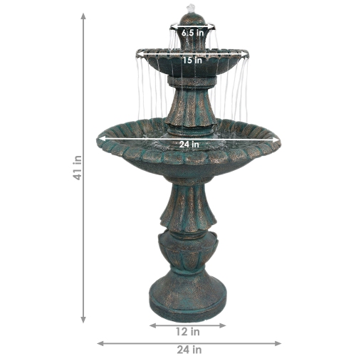 Sunnydaze Nouveau Tiered Polyresin Outdoor 2-Tier Water Fountain