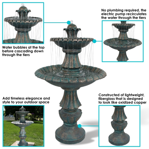 Sunnydaze Nouveau Tiered Polyresin Outdoor 2-Tier Water Fountain