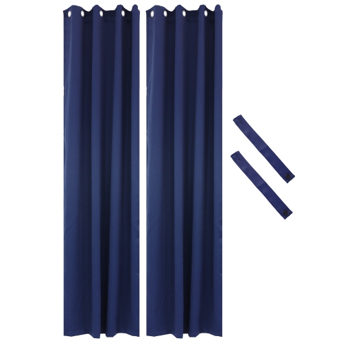 Sunnydaze Outdoor Blackout Curtain Panel - Blue - 52 in x 120 in - Set of 2