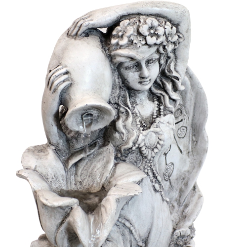 Sunnydaze Fairy Flower Solar Water Fountain with Battery Backup - 42 in